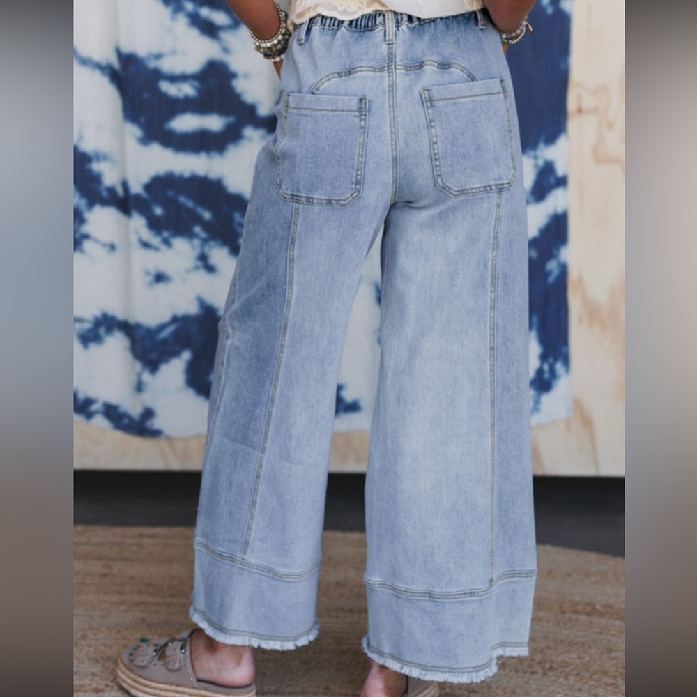 Light Blue Wide-Leg Jeans - Picture 2 of 2